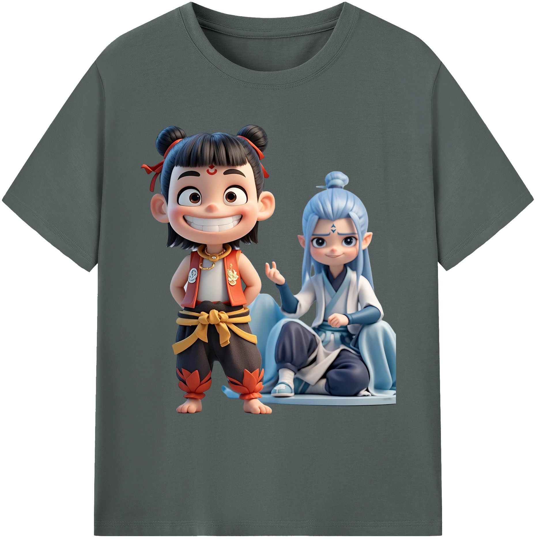 （画像用） Ne Zha 2 ナタ 魔童の大暴れ 綿100％ メンズ半袖Tシャツ｜肌触りやわらか＆通気性